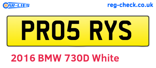 PR05RYS are the vehicle registration plates.