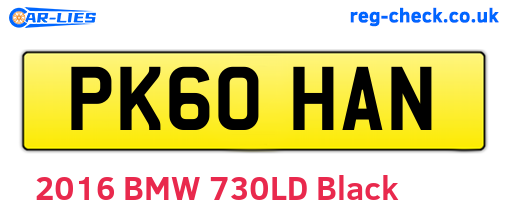 PK60HAN are the vehicle registration plates.