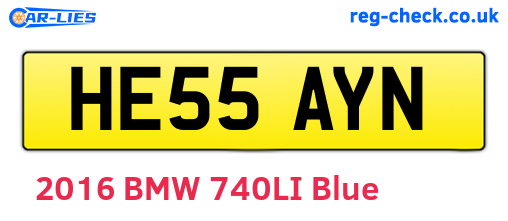 HE55AYN are the vehicle registration plates.