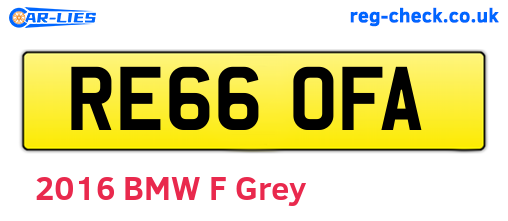 RE66OFA are the vehicle registration plates.