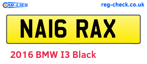 NA16RAX are the vehicle registration plates.