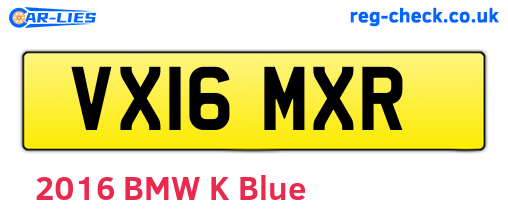 VX16MXR are the vehicle registration plates.