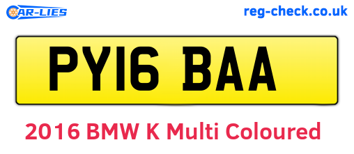 PY16BAA are the vehicle registration plates.