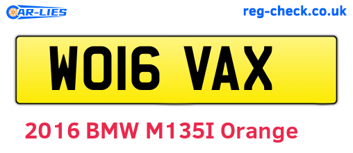 WO16VAX are the vehicle registration plates.