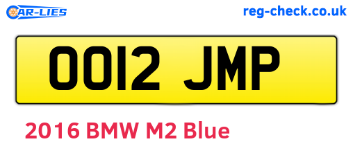 OO12JMP are the vehicle registration plates.