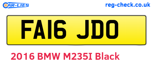 FA16JDO are the vehicle registration plates.