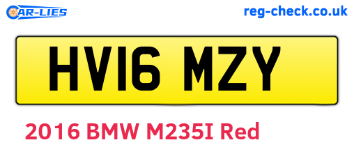 HV16MZY are the vehicle registration plates.