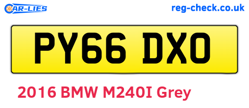 PY66DXO are the vehicle registration plates.