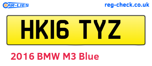 HK16TYZ are the vehicle registration plates.