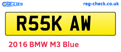 R55KAW are the vehicle registration plates.