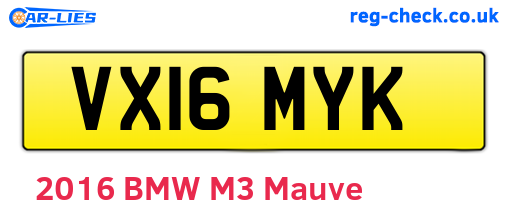 VX16MYK are the vehicle registration plates.