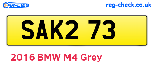 SAK273 are the vehicle registration plates.