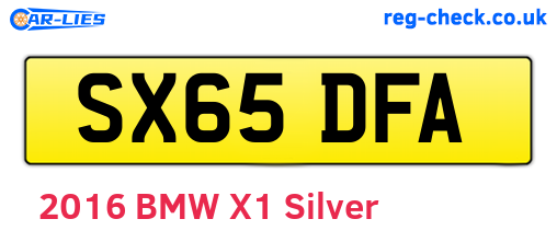 SX65DFA are the vehicle registration plates.