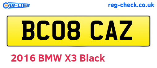 BC08CAZ are the vehicle registration plates.