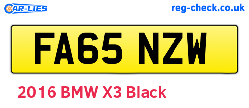 FA65NZW are the vehicle registration plates.