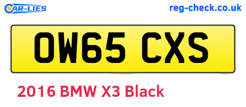 OW65CXS are the vehicle registration plates.