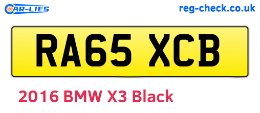 RA65XCB are the vehicle registration plates.
