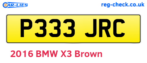 P333JRC are the vehicle registration plates.