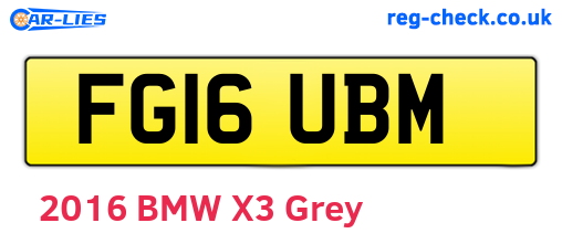 FG16UBM are the vehicle registration plates.