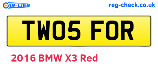TW05FOR are the vehicle registration plates.