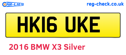 HK16UKE are the vehicle registration plates.
