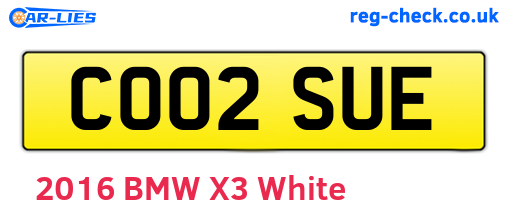CO02SUE are the vehicle registration plates.