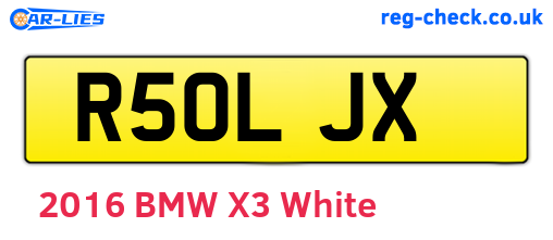 R50LJX are the vehicle registration plates.