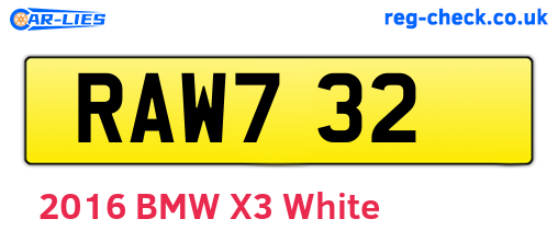 RAW732 are the vehicle registration plates.