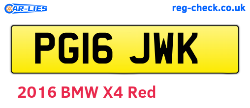 PG16JWK are the vehicle registration plates.