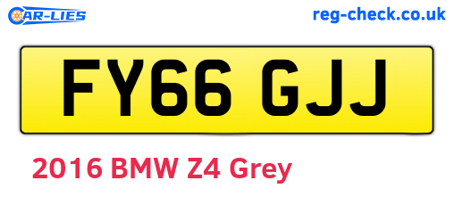FY66GJJ are the vehicle registration plates.