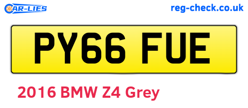 PY66FUE are the vehicle registration plates.