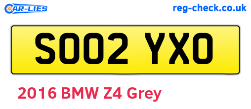 SO02YXO are the vehicle registration plates.