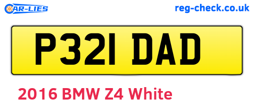 P321DAD are the vehicle registration plates.