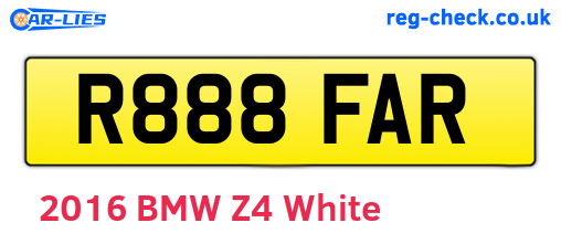 R888FAR are the vehicle registration plates.