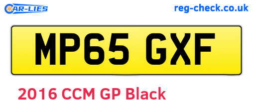 MP65GXF are the vehicle registration plates.