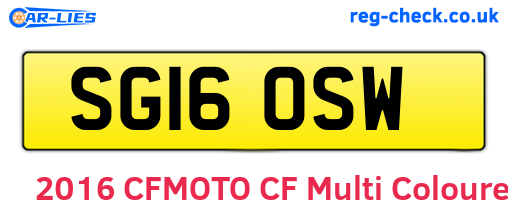 SG16OSW are the vehicle registration plates.