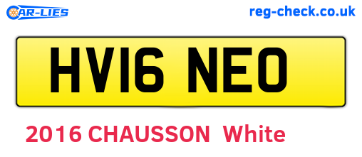 HV16NEO are the vehicle registration plates.