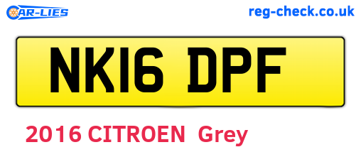 NK16DPF are the vehicle registration plates.