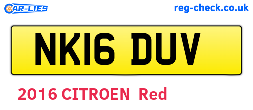 NK16DUV are the vehicle registration plates.