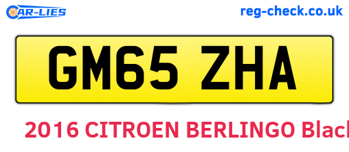 GM65ZHA are the vehicle registration plates.