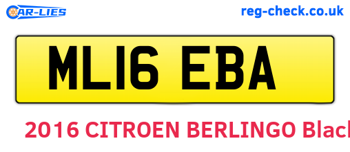 ML16EBA are the vehicle registration plates.