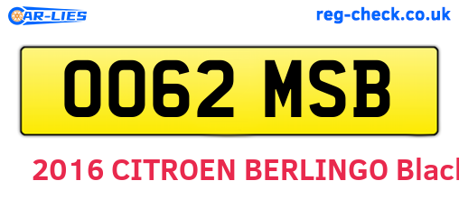 OO62MSB are the vehicle registration plates.