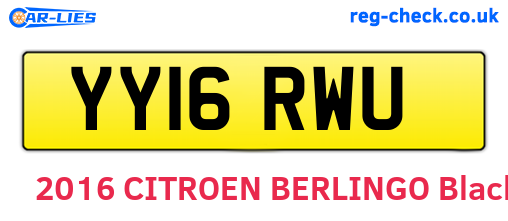 YY16RWU are the vehicle registration plates.