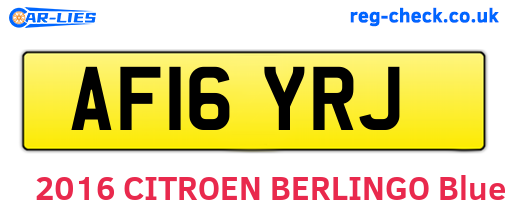 AF16YRJ are the vehicle registration plates.
