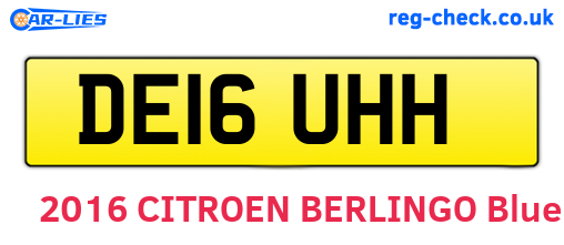 DE16UHH are the vehicle registration plates.