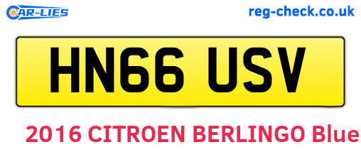 HN66USV are the vehicle registration plates.