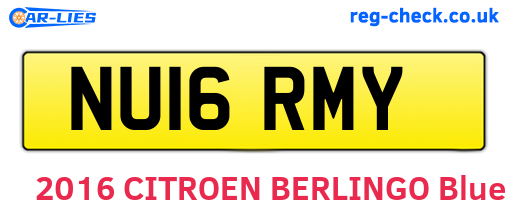 NU16RMY are the vehicle registration plates.