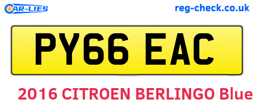 PY66EAC are the vehicle registration plates.