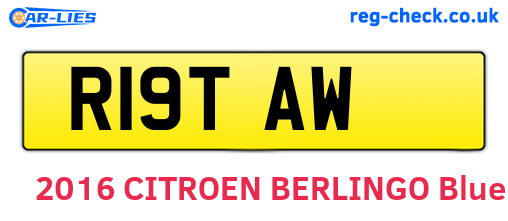 R19TAW are the vehicle registration plates.