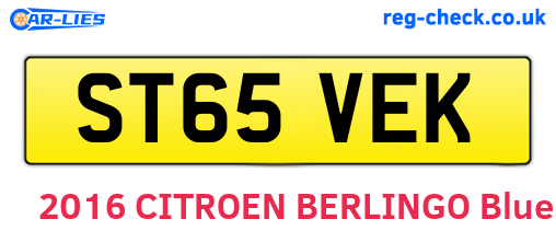 ST65VEK are the vehicle registration plates.